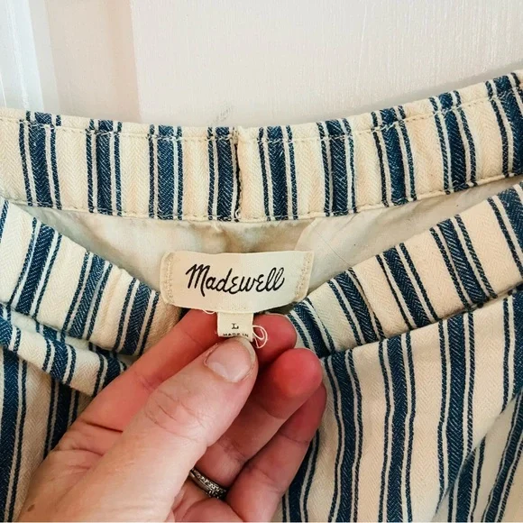 -Madewell Linen Blend Cold-shoulder Jumpsuit, Size L - Picture 9 of 10